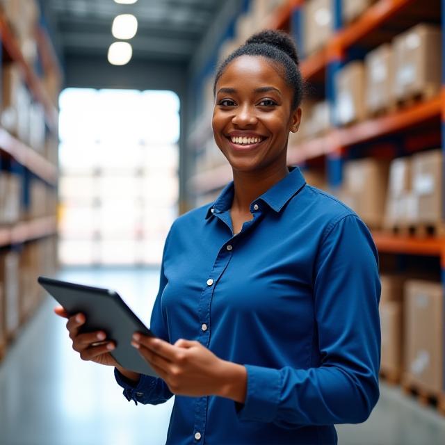 Professional logistics manager in warehouse